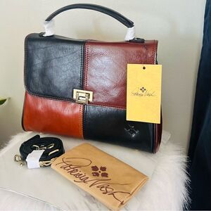 Patricia Nash Yoeky Top Handle Vintage Colorblock Leather Crossbody Bag, NWT
